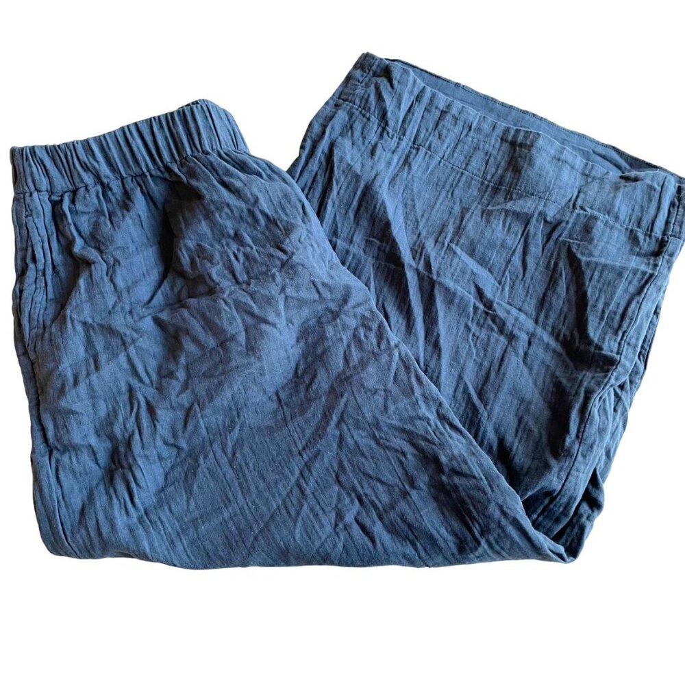 Pact 100% Organic Cotton Women's Coastal Double Gauze Wide Leg Pant, Blue - XL - Picture 2 of 12